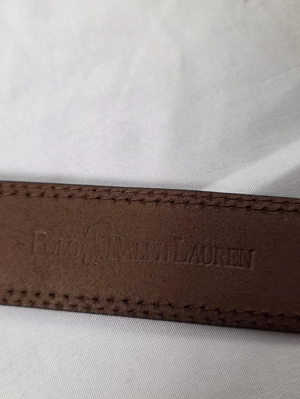 Polo by Ralph Lauren Tan Leather Belt Silvertone Solid Brass Buckle Size 34